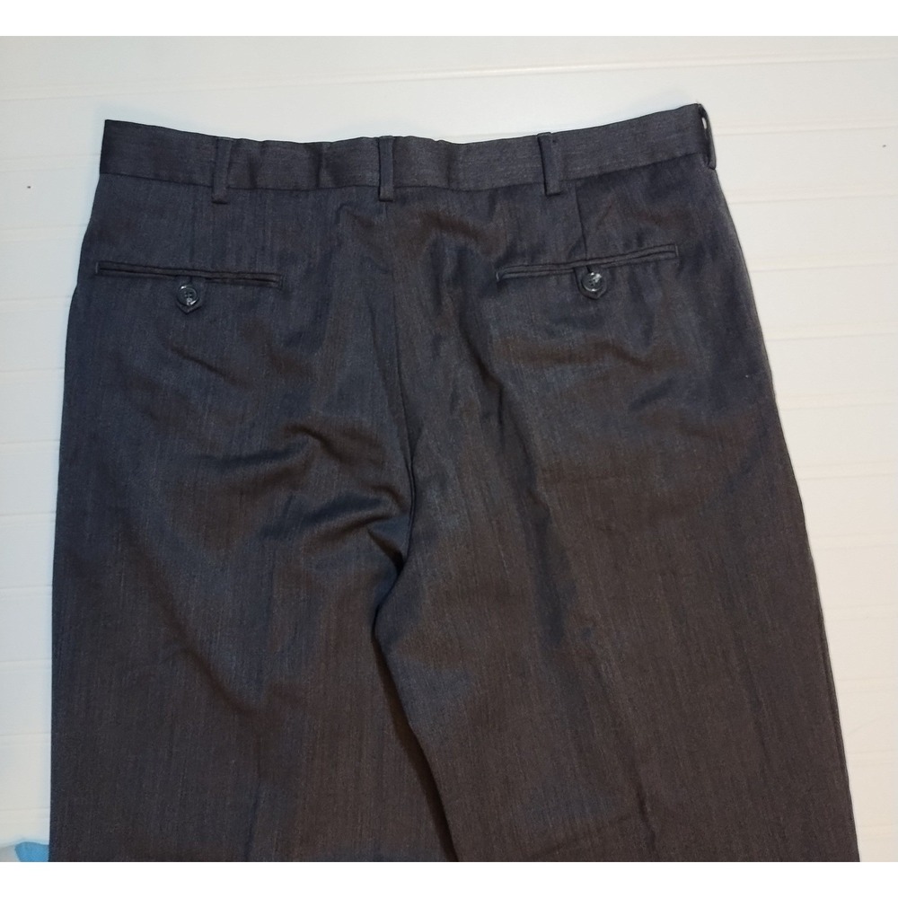 100% Worsted Wool Pleated Cuffed Mens Dress Pants Charcoal Gray 34x28 (Tag 36x30 - Picture 9 of 9
